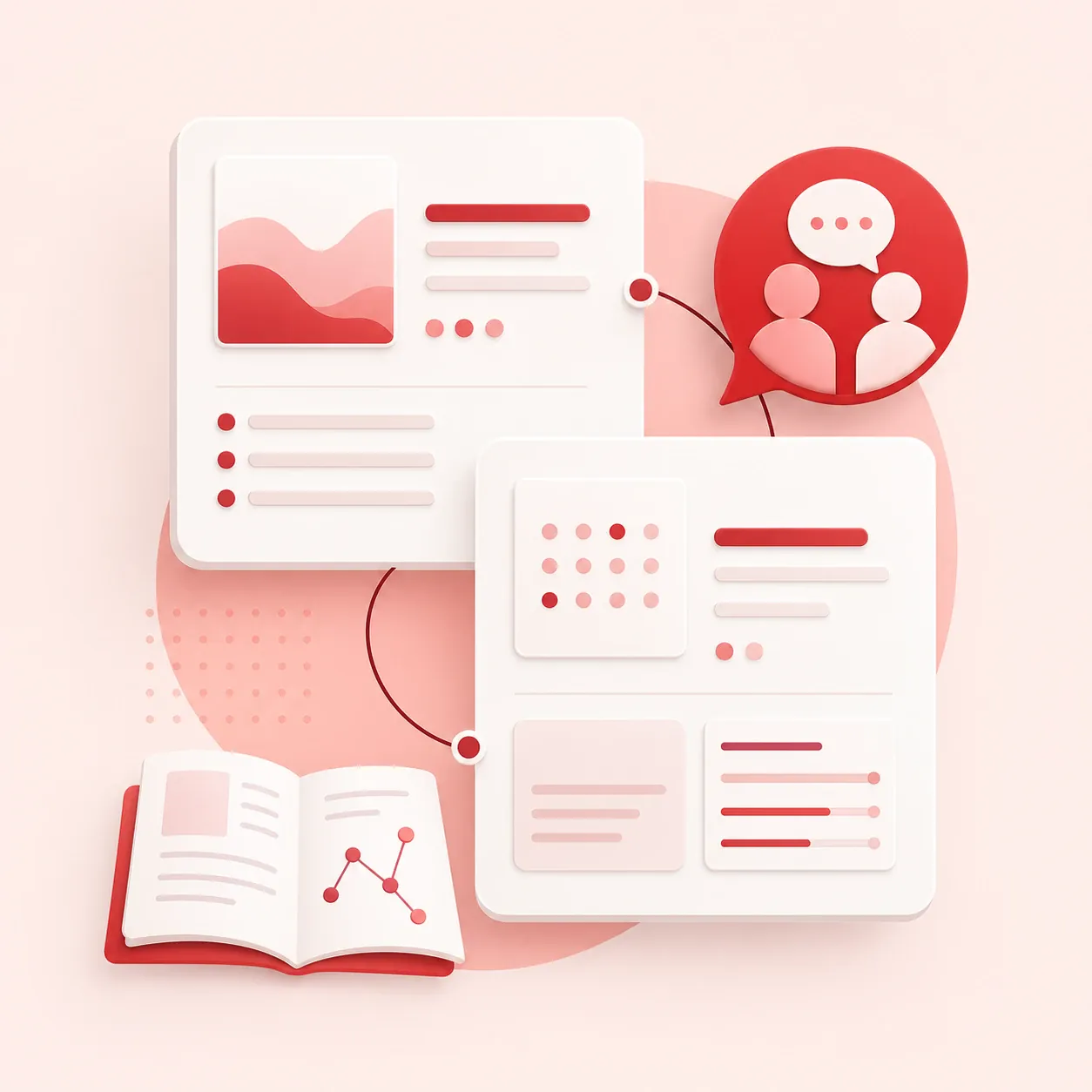 Illustration linking peer conversation with clinical resources